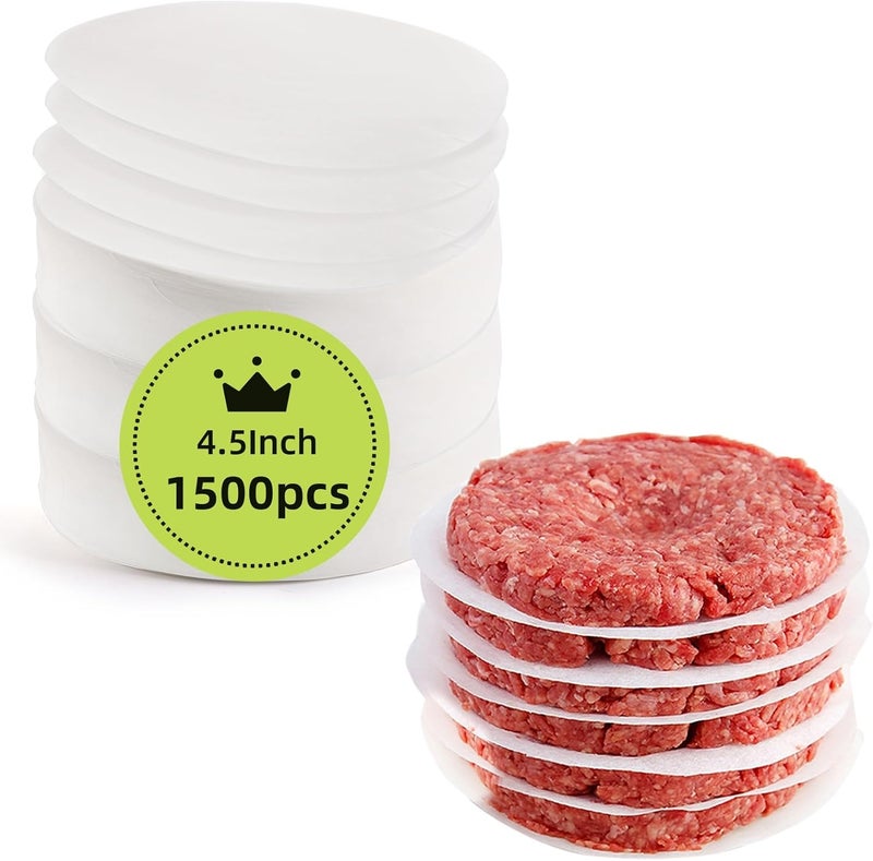 Cedilis 1500pcs Hamburger Patty Paper, 4.5IN Non-Stick Wax Papers, Round Parchment Paper, Food-Grade Burger Sheets for Patty Separating, Freezing, BBQ, Ground Beef and Turkey - Image 1